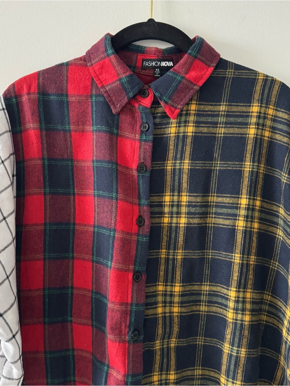 Fashion Nova mixed emotions mixed feelings flannel top shirt blouse size XS - Picture 4 of 5